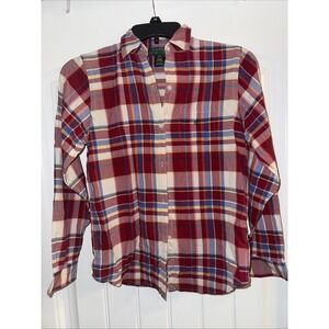 Ralph Lauren Plaid Button Up Long Steve Women's Petite S Red Blue